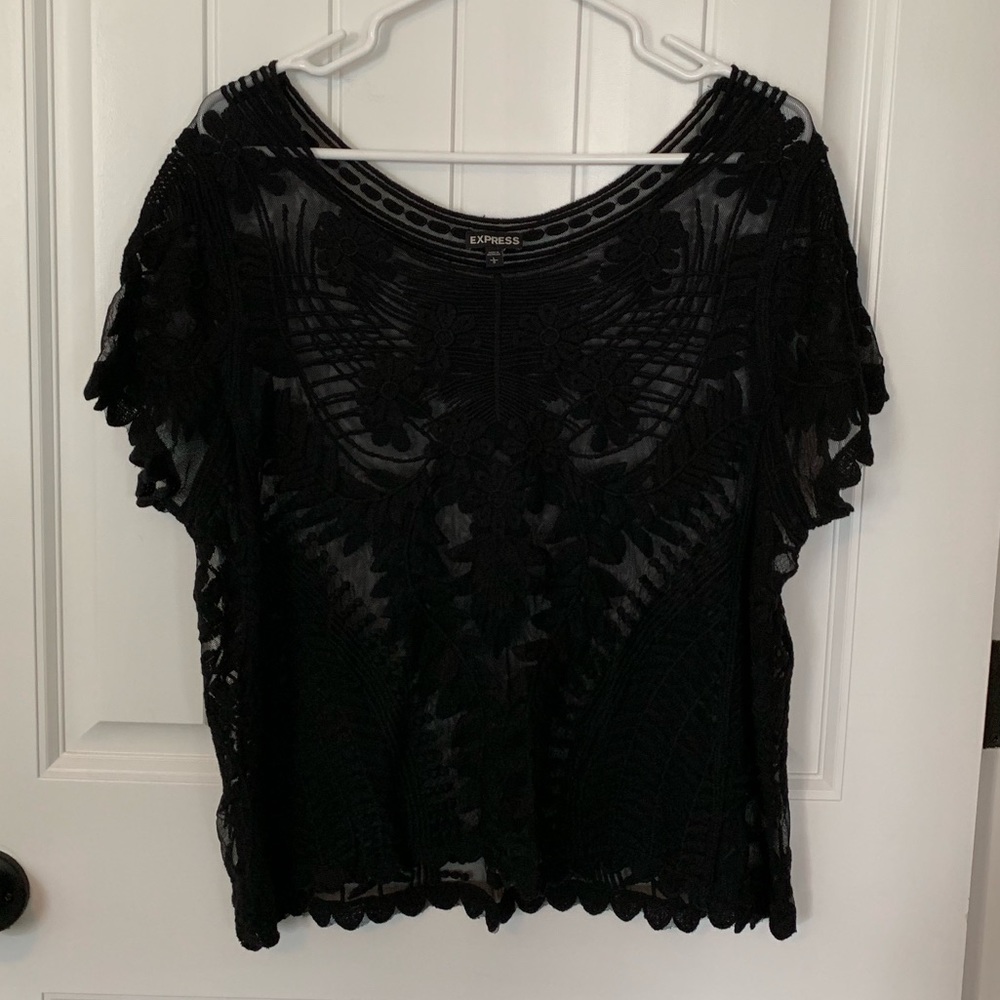 Express Sheer Lace Top EUC